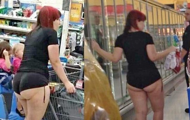 redhead, big ass, booty, short shorts, public