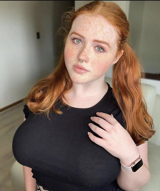 redhead, ginger, busty, breasts, boobs