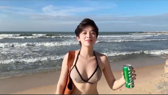 bikini, beach, asian, cleavage, erotic