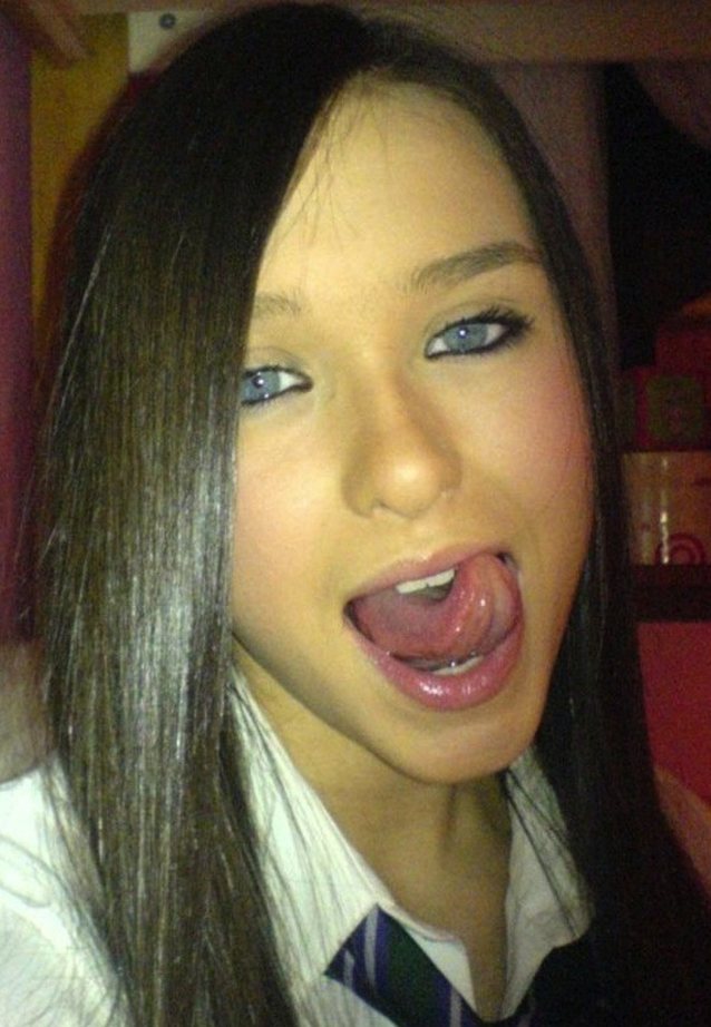 teen, schoolgirl, tongue, lips