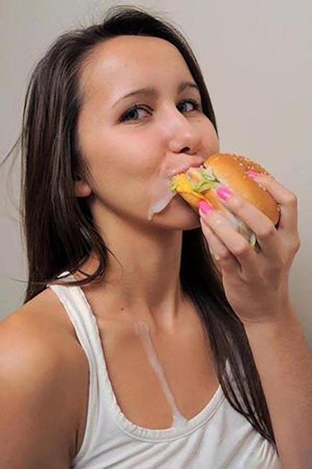 cum, food, burger, eating, teen