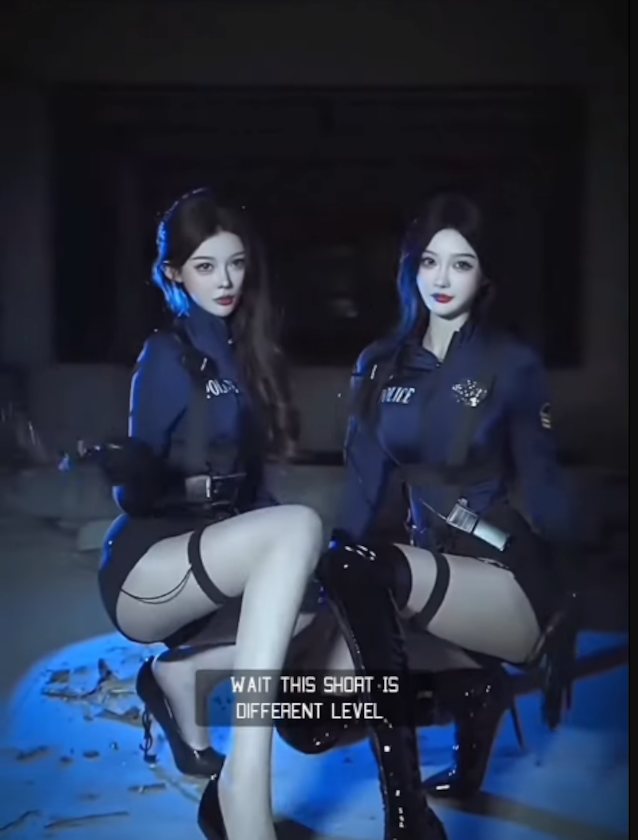 cosplay, police, tight, skirt, black hair