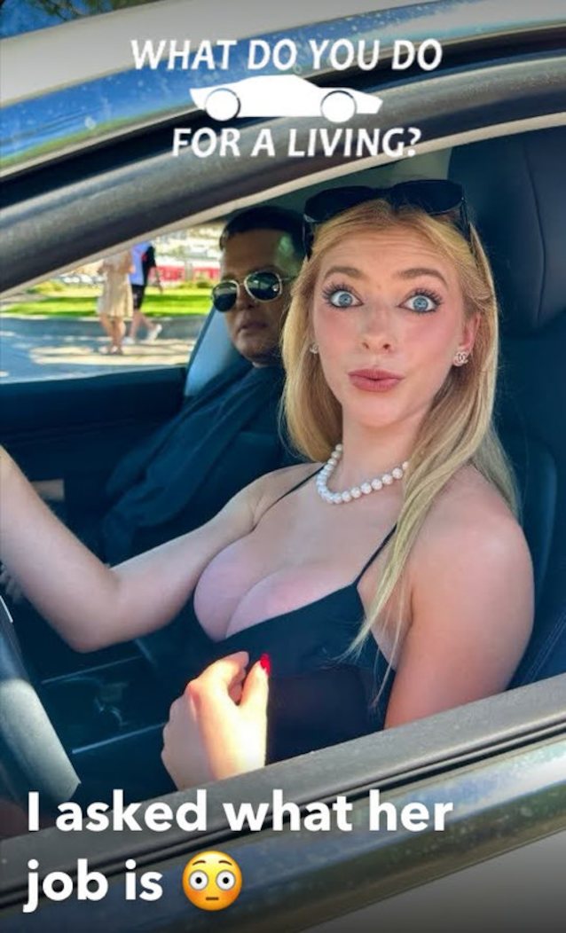 blonde, big tits, car