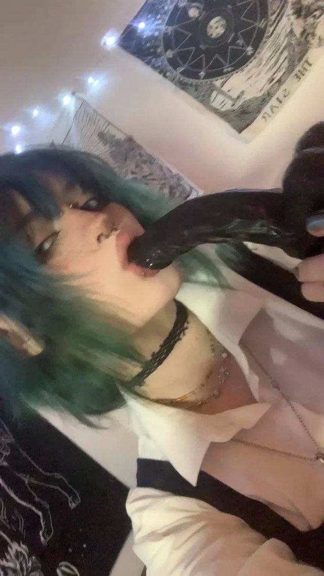 dildo, blue hair, piercings, egirl, cute