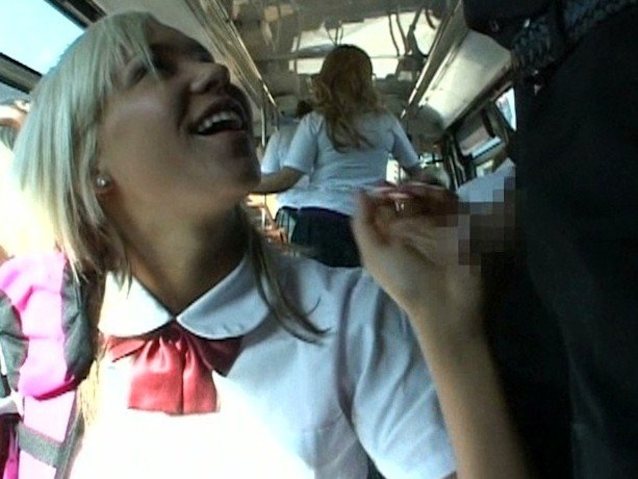 teen, blonde, public, bus