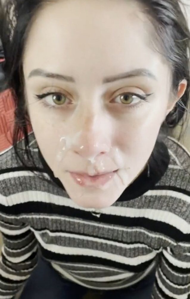 black hair, cum on face, beautiful