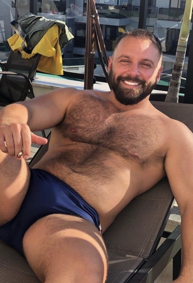 hunk, hairy, bear, speedo, pecs