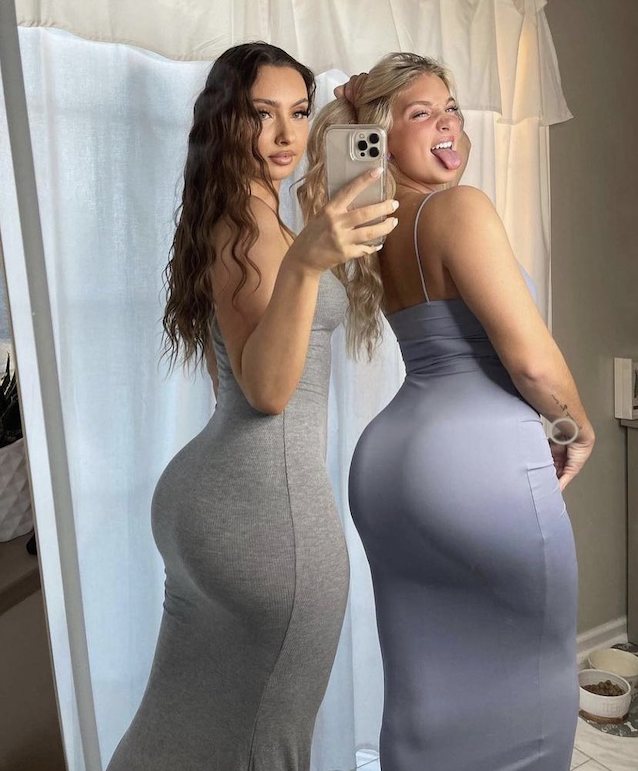 blonde, brunette, dress, big ass, big butts