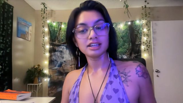 camgirl, brown girl, cute, tattoos, glasses