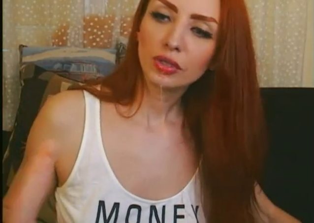 redhead, dildo, sloppy, spit, camgirl