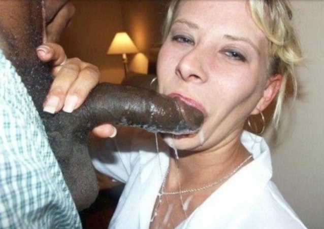 blonde, blowjob, cum, interracial, mature