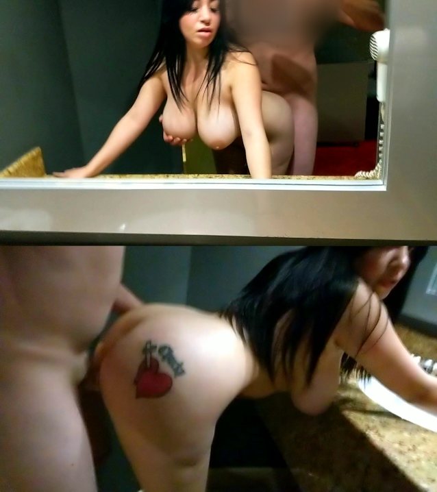 latina, hugetits, bigass, tattoo, bathroom