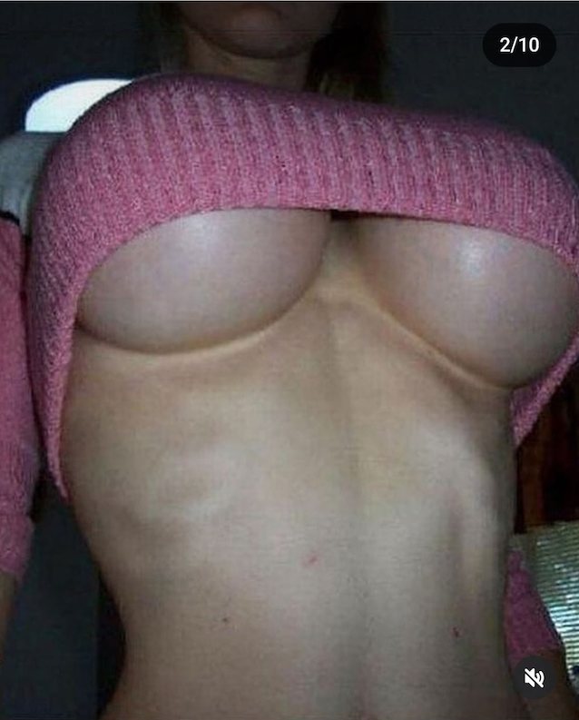 tits bolted on sweater