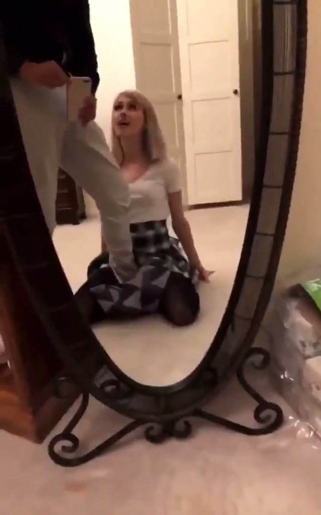 blonde leg humping mirror