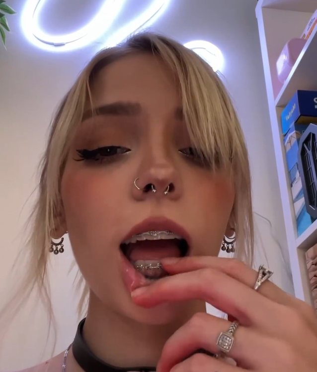 blonde, braces, piercings, hot, mouth