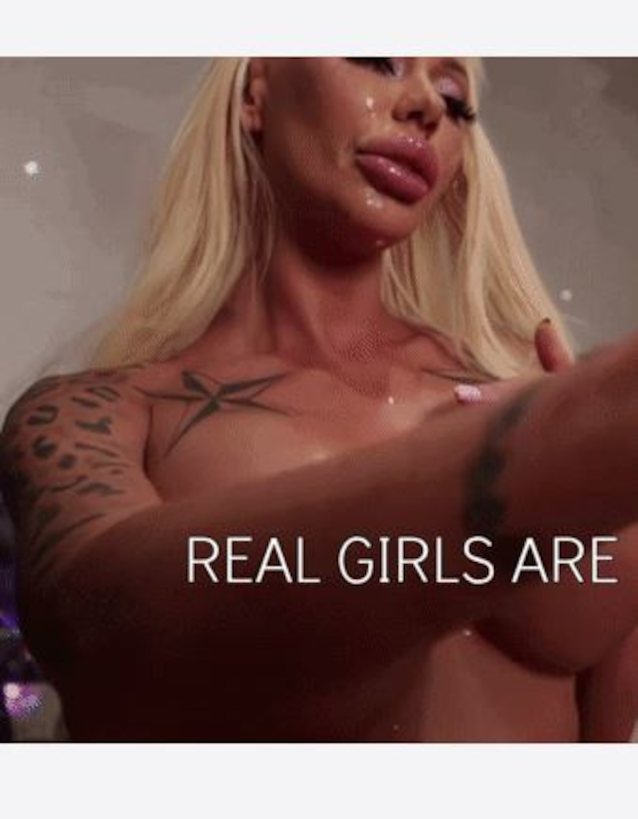 blonde, fake tits, tattoos, bimbo