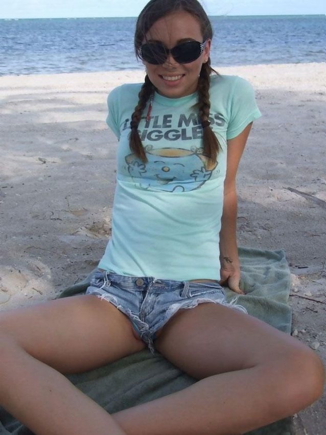 cute pigtails denim shorts