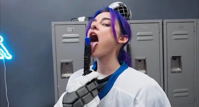 hockey, purple bluish hair, slender, mofos, porn ad