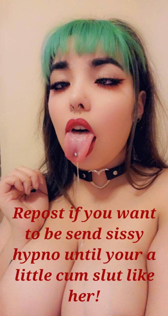 ahegao, green hair, caption, selfie