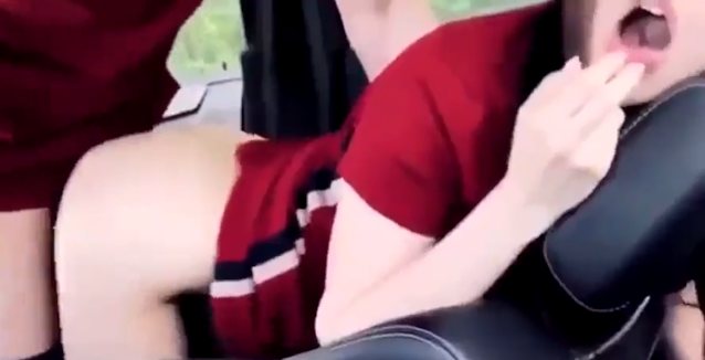 car, doggy, amateur, fingers in mouth