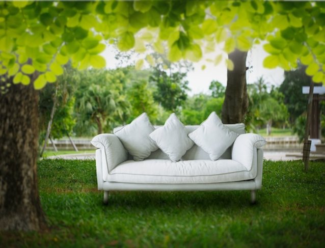 ebony, black, outdoor, park, sofa