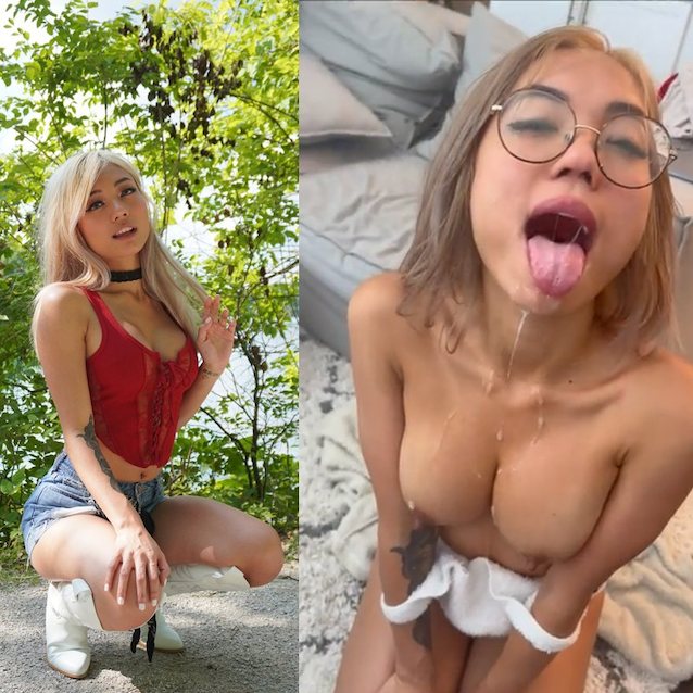 asian, blond, big boob