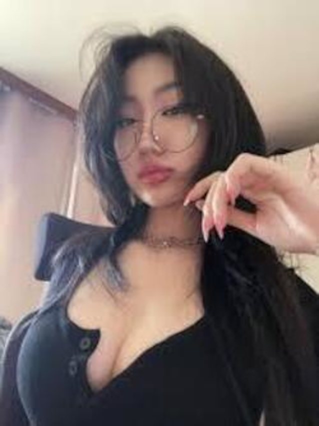 big tits, cleavage, asian, clothed, glasses