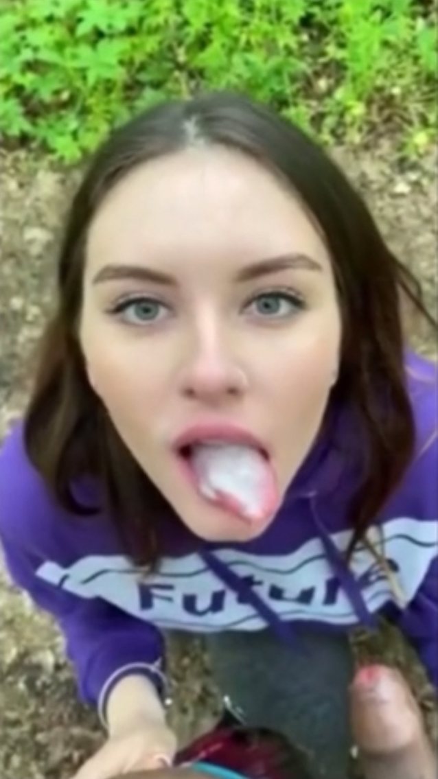 blowjob, cum in mouth, swallow, cum, green eyes