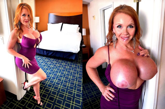 fake tits, silicone tits, redhaired, milf, mature