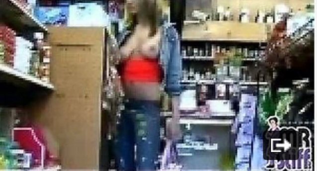 public, big tits, exhibitionist, boobs out in store, braless in public