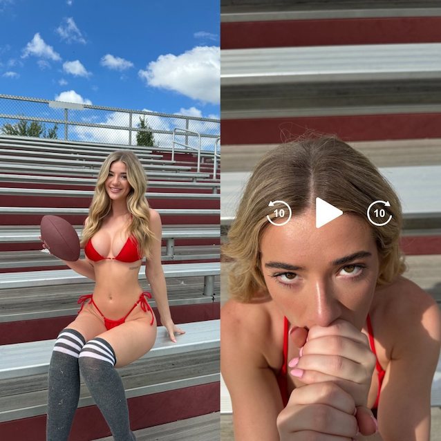 onlyfans, blonde, bikini, blowjob, outdoor