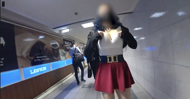 amateur, huge tits, asian, public, walking with tits