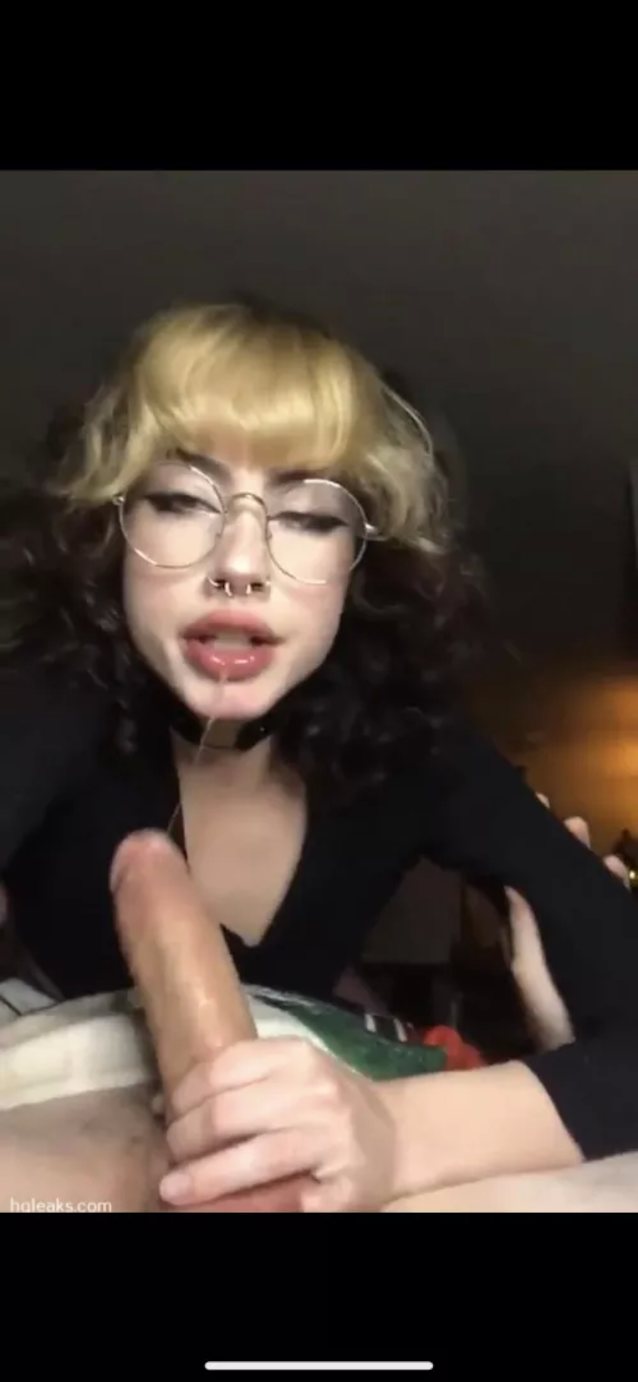 blowjob, glasses, nerdy, curly hair, brown hair