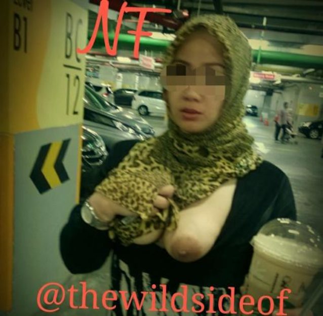 hijab, flashing, publik, luar rumah, bugil