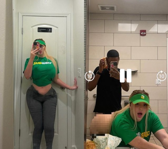 onlyfans, blonde, subway, employee, bbc