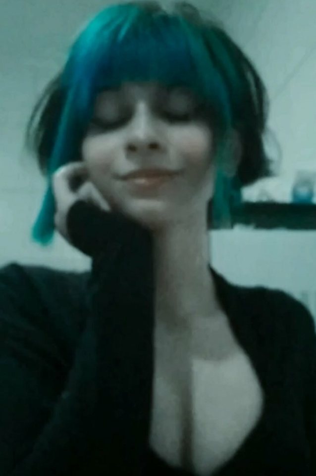 egirl, blue hair, sexy