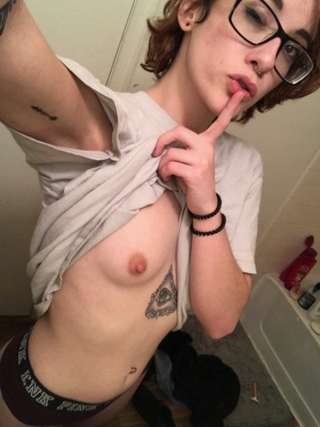 small tits, boobs, tomboy, short hair, glasses