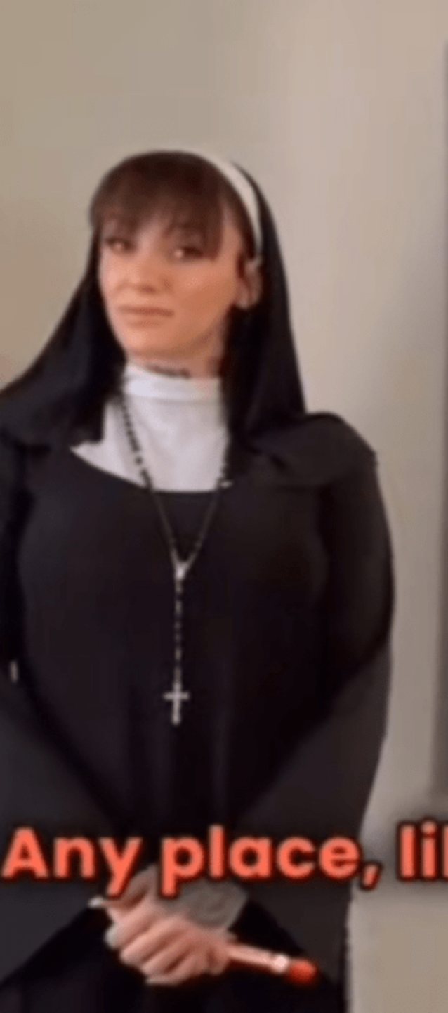 nun, teacher, tattoo, stockings, big tits