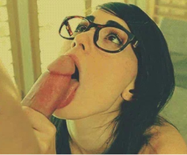 brunette, nerdy, slut, blowjob, glasses