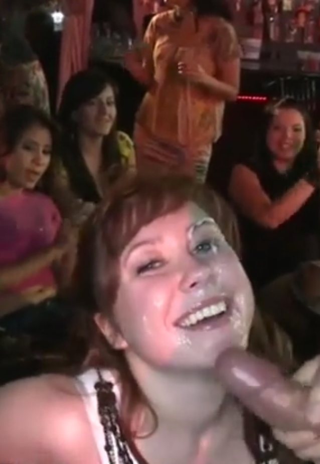 smiling, sperm, facial, party, blowjob