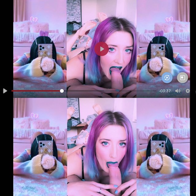 purple hair, blue hair, blue lips, noodledude, tiktok pmv