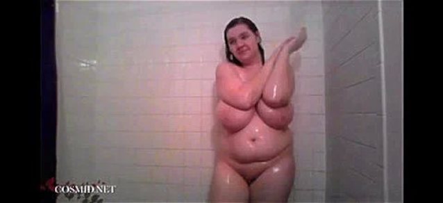 big tits, busty, burnette, shower