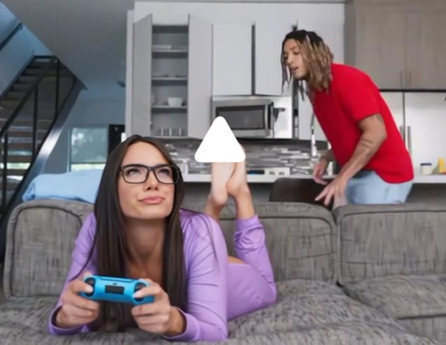 gamer girl, glasses, laying down, couch