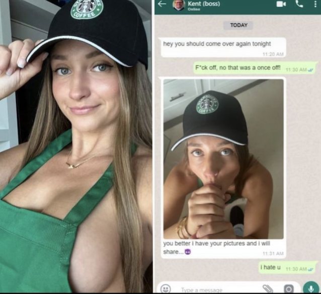 big tits, starbucks, blowjob, boss, work