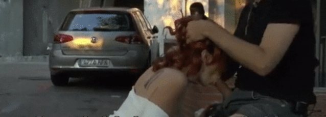 redhead, public, blowjob, deepthroat, alley