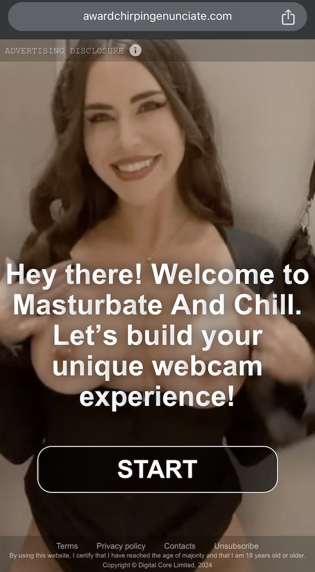 porn ad, masturbateandchill, brunette, big tits, makeup