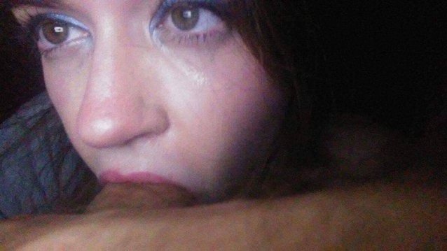 brunette hazel eyes mouth full of cock