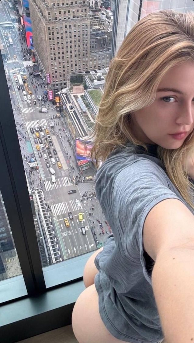 blonde selfie great view