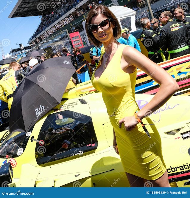 fake tits, lemans, grid girl