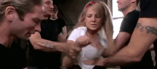 blonde, uniform, group sex, kink